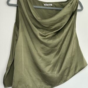 Reformation Olive/Sage Green Draped Top